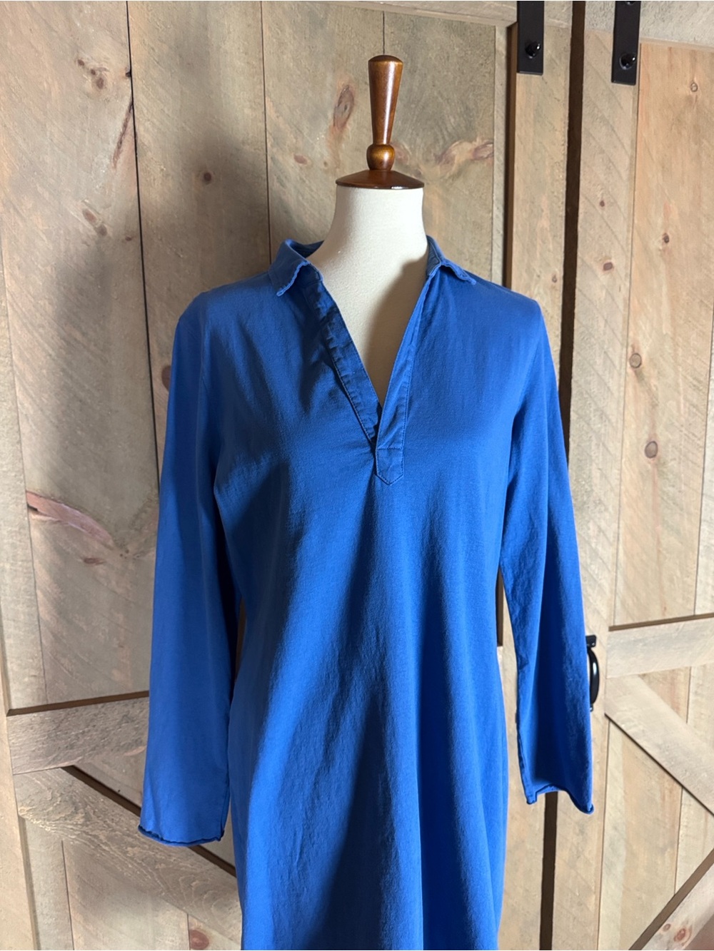 Frank & Eileen Nicole royal blue Henley popover dress Size Large 100% cotton - Picture 5 of 12